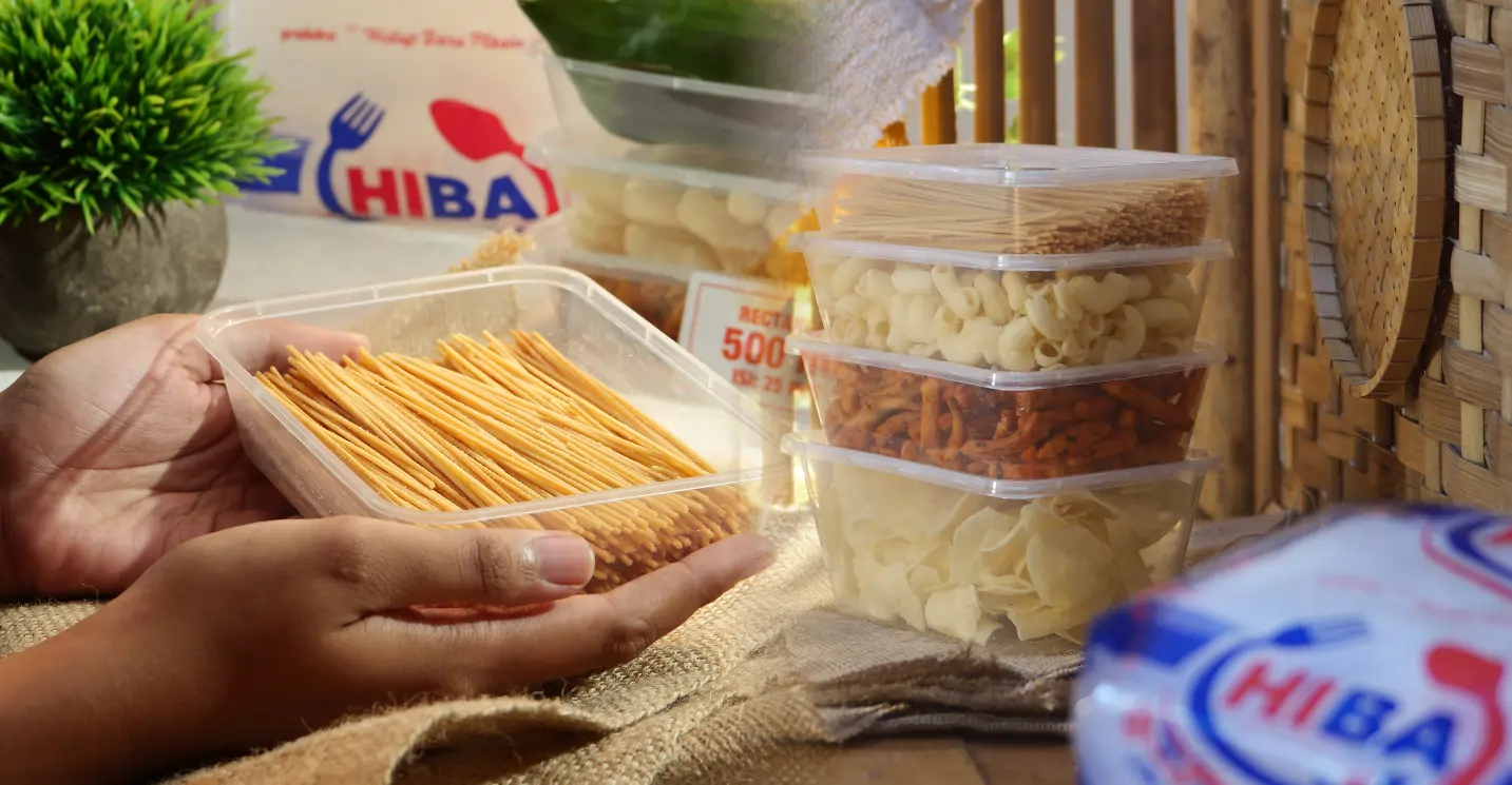 Wadah makanan plastik HIBA tipe thinwall, ringan, praktis, dan tahan lama.