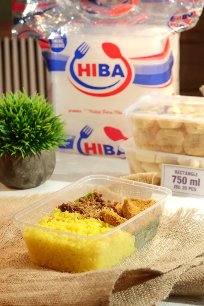 Thinwall container plastik merek HIBA dengan desain kuat dan ringan untuk kemasan makanan dan kebutuhan rumah tangga.